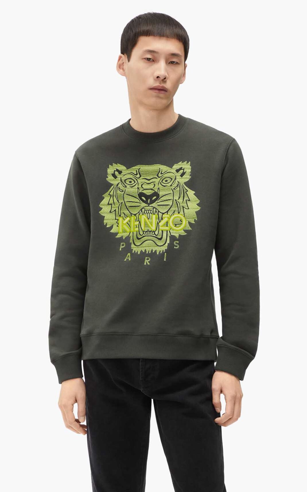 Sudadera Kenzo Tiger Hombre Kaki Oscuro JFD376041